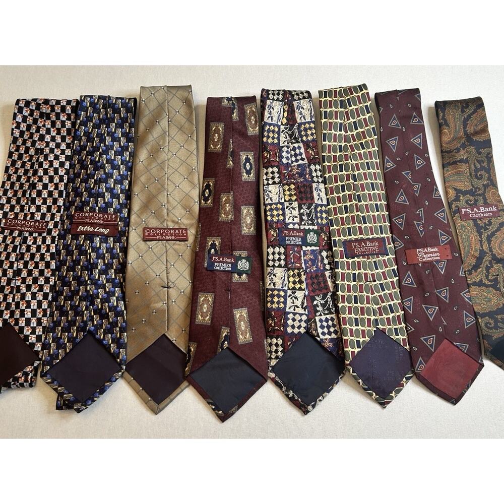 Lot 8 Vintage Jos A Bank Ties Geometric Stripes‎ Medallion Corp Exec Premier